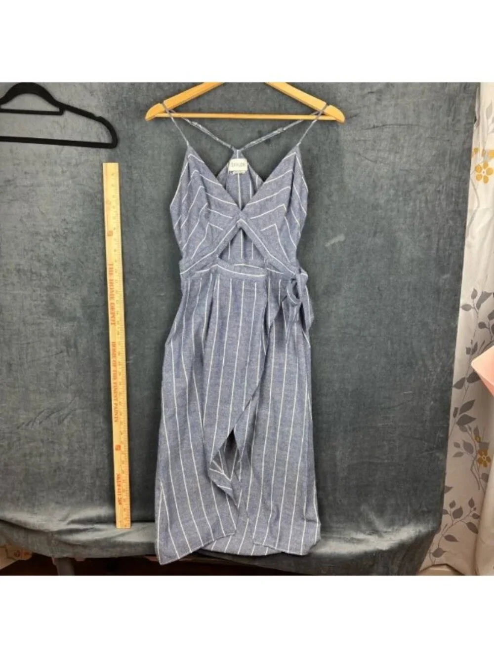 SAYLOR Blue, White Midi Sundress w/midriff cutout detail sz S - Picture 3 of 8